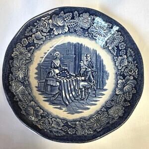 Liberty Blue Historic Colonial Scenes Betsy Ross Fruit Dessert Bowl England 5”